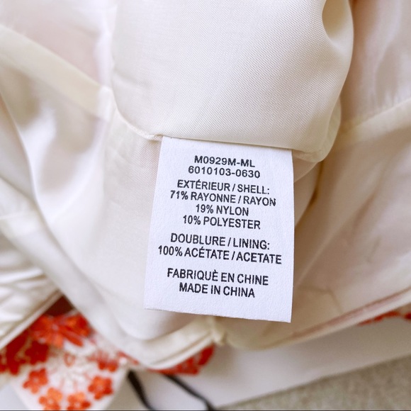 MUSE sz 2 Embroidered Floral Orange Sheath Dress Scalloped Back - Picture 10 of 17